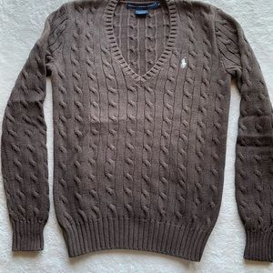 Ralph Lauren Sport Cable Knit V Neck Sweater